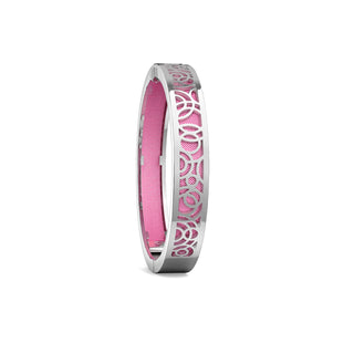 Guava Pink Monsoon Ripples - Extra Slim Bangle Rhodium