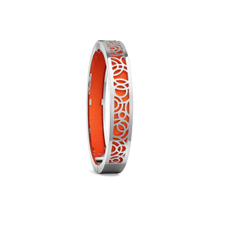 Lava Orange Monsoon Ripples - Extra Slim Bangle Rhodium