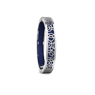 Midnight Blue Monsoon Ripples - Extra Slim Bangle Rhodium