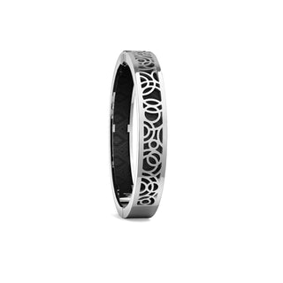 Obsidian Black Monsoon Ripples - Extra Slim Bangle Rhodium