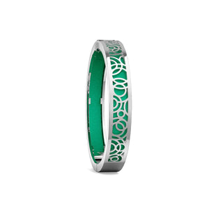 Python Green Monsoon Ripples - Extra Slim Bangle Rhodium