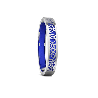 Royal Blue Monsoon Ripples - Extra Slim Bangle Rhodium
