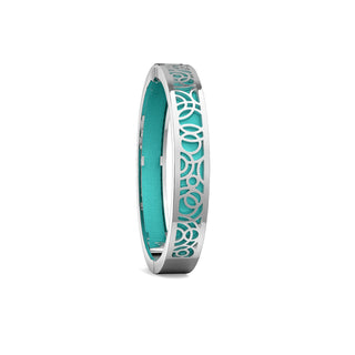 Shophouse Teal Monsoon Ripples - Extra Slim Bangle Rhodium