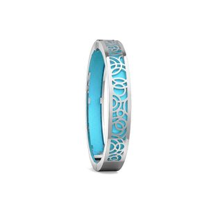Turquoise Blue Monsoon Ripples - Extra Slim Bangle Rhodium