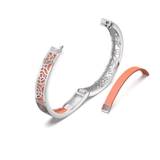 Crossandra Orange Monsoon Ripples - Extra Slim Bangle Rhodium