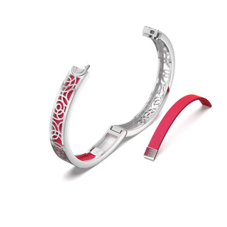 Dragonfruit Pink Monsoon Ripples - Extra Slim Bangle Rhodium