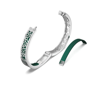 Emerald Green Monsoon Ripples - Extra Slim Bangle Rhodium