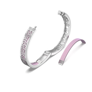 Frangipani Pink Monsoon Ripples - Extra Slim Bangle Rhodium
