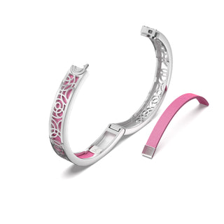 Guava Pink Monsoon Ripples - Extra Slim Bangle Rhodium