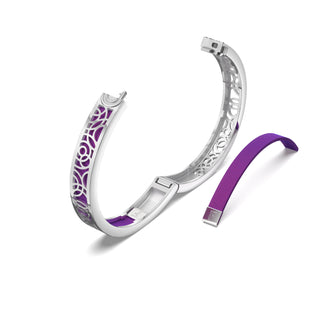 Orchid Purple Monsoon Ripples - Extra Slim Bangle Rhodium
