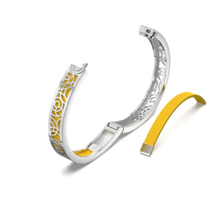 Pineapple Yellow Monsoon Ripples - Extra Slim Bangle Rhodium