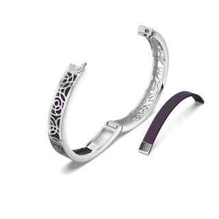 Deep Plum Monsoon Ripples - Extra Slim Bangle Rhodium