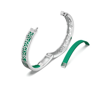 Python Green Monsoon Ripples - Extra Slim Bangle Rhodium