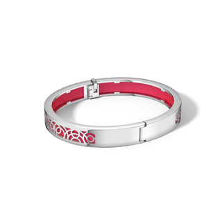 Dragonfruit Pink Monsoon Ripples - Extra Slim Bangle Rhodium