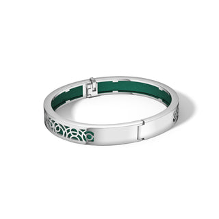 Emerald Green Monsoon Ripples - Extra Slim Bangle Rhodium