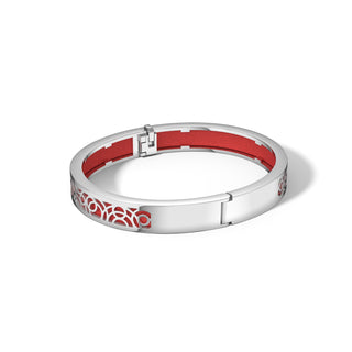 Firecracker Red Monsoon Ripples - Extra Slim Bangle Rhodium