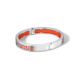 Lava Orange Monsoon Ripples - Extra Slim Bangle Rhodium