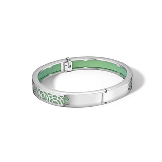 Palm Tree Green Monsoon Ripples - Extra Slim Bangle Rhodium