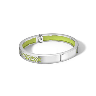 Pomelo Green Monsoon Ripples - Extra Slim Bangle Rhodium