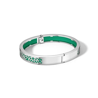 Python Green Monsoon Ripples - Extra Slim Bangle Rhodium