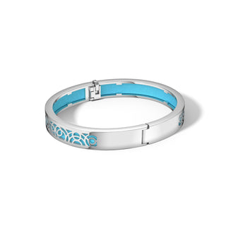 Turquoise Blue Monsoon Ripples - Extra Slim Bangle Rhodium