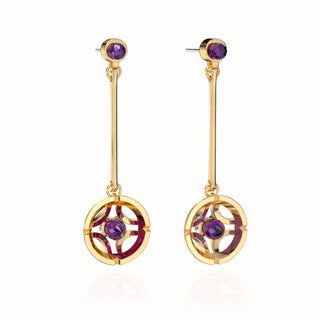 Jalan Besar Drop Earrings - Gold Vermeil - Amethyst