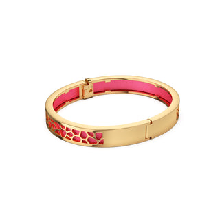 Dragonfruit Pink Hexagon Coral - Extra Slim Bangle Gold