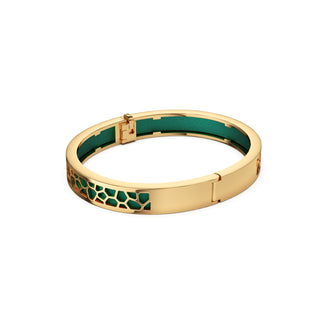 Emerald Green Hexagon Coral - Extra Slim Bangle Gold