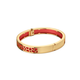 Firecracker Red Hexagon Coral - Extra Slim Bangle Gold