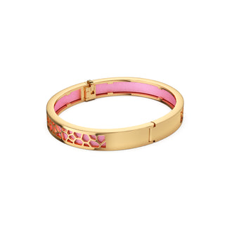 Guava Pink Hexagon Coral - Extra Slim Bangle Gold