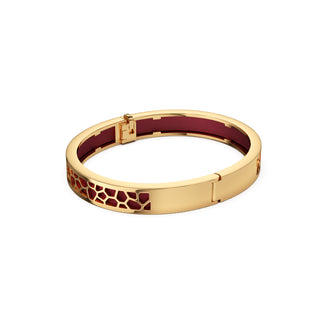 Majestic Ruby Hexagon Coral - Extra Slim Bangle Gold
