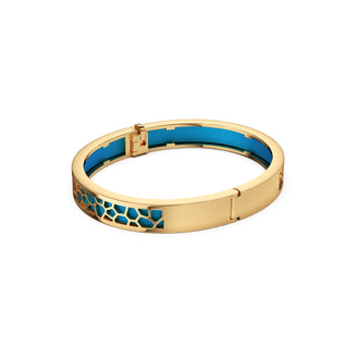 Peacock Green Hexagon Coral - Extra Slim Bangle Gold