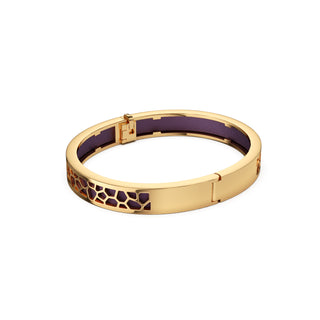 Deep Plum Hexagon Coral - Extra Slim Bangle Gold