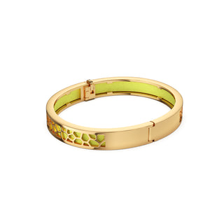 Pomelo Green Hexagon Coral - Extra Slim Bangle Gold