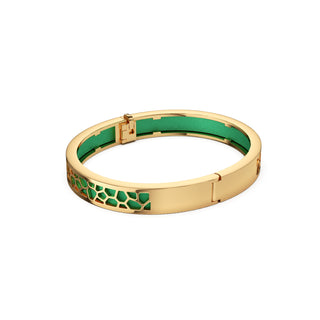 Python Green Hexagon Coral - Extra Slim Bangle Gold