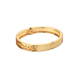 Shophouse Vanilla Hexagon Coral - Extra Slim Bangle Gold