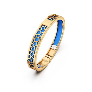 Celestial Blue Hexagon Coral - Extra Slim Bangle Gold