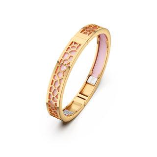 Frangipani Pink Hexagon Coral - Extra Slim Bangle Gold
