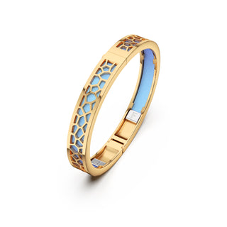 Gazebo Blue Hexagon Coral - Extra Slim Bangle Gold