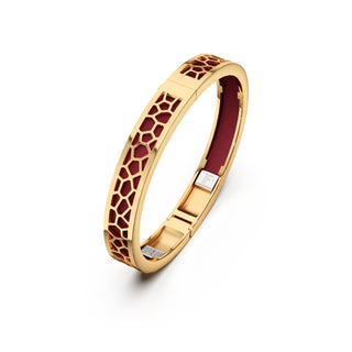 Majestic Ruby Hexagon Coral - Extra Slim Bangle Gold