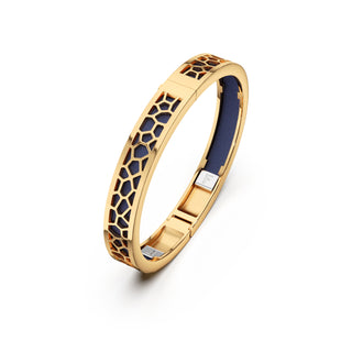 Midnight Blue Hexagon Coral - Extra Slim Bangle Gold
