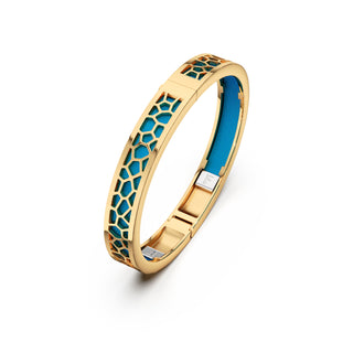 Peacock Green Hexagon Coral - Extra Slim Bangle Gold