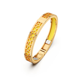 Pineapple Yellow Hexagon Coral - Extra Slim Bangle Gold