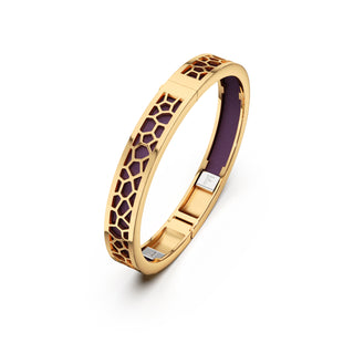 Deep Plum Hexagon Coral - Extra Slim Bangle Gold