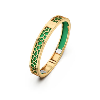 Python Green Hexagon Coral - Extra Slim Bangle Gold