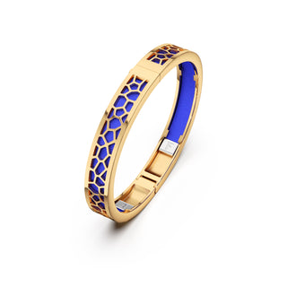 Royal Blue Hexagon Coral - Extra Slim Bangle Gold