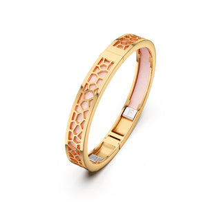 Shophouse Pink Hexagon Coral - Extra Slim Bangle Gold