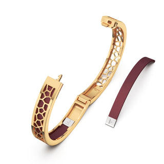 Majestic Ruby Hexagon Coral - Extra Slim Bangle Gold