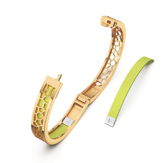 Pomelo Green Hexagon Coral - Extra Slim Bangle Gold
