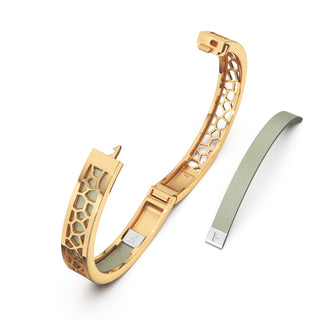 Shophouse Olive Hexagon Coral - Extra Slim Bangle Gold